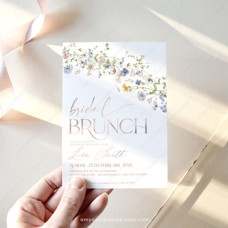 Elegant Wildflower Bridal Brunch Invitation Card