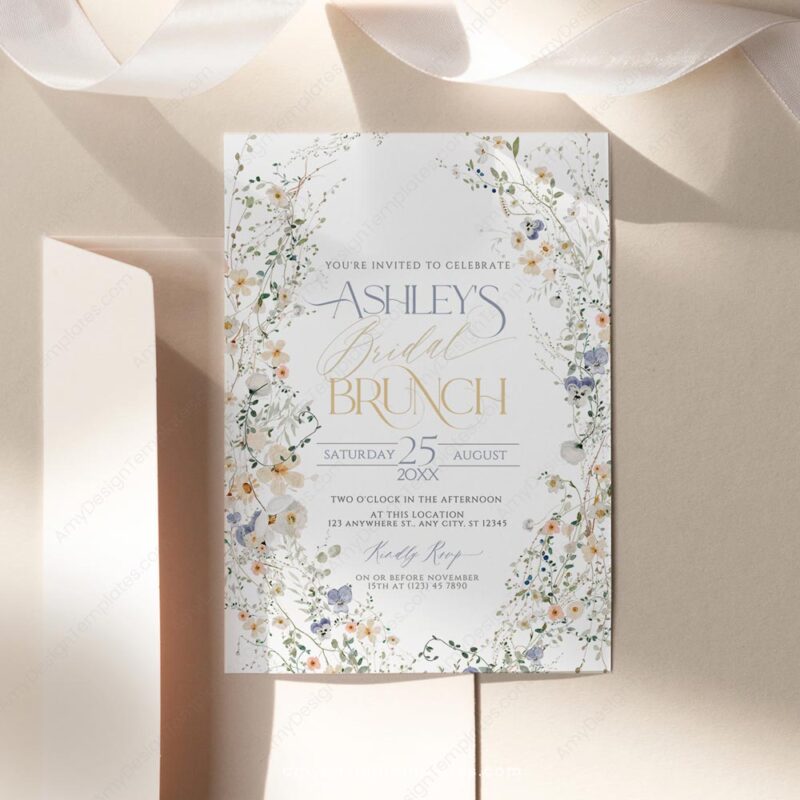 Enchanted Floral Bridal Brunch Invitation Card Printable