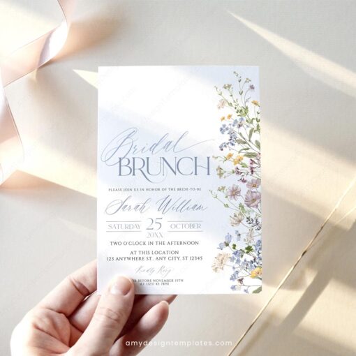 Boho Wildflower Bridal Brunch Invitation, Editable Floral Bridal Shower Template - Image 2