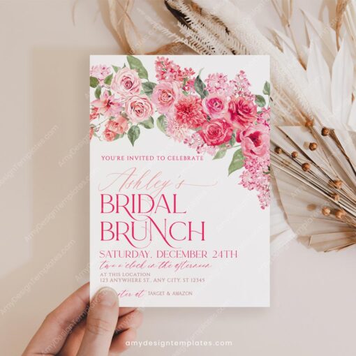 Hot Pink Bridal Brunch Invitation