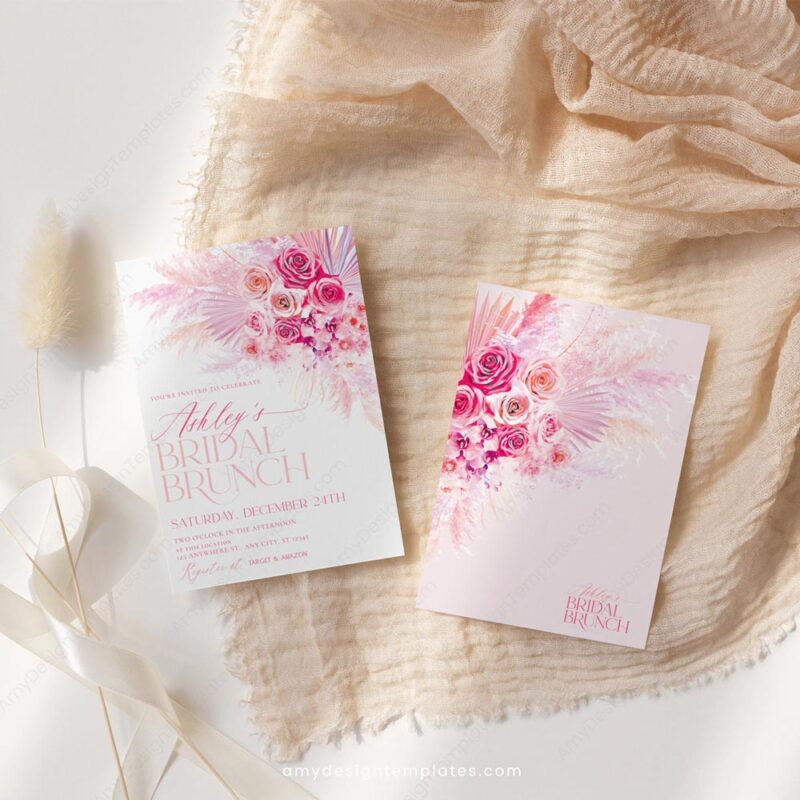 Pink Bridal Brunch Invitation Template