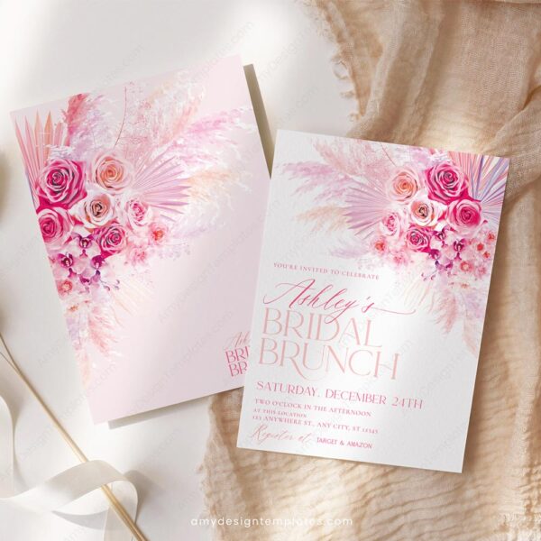 Pink Bridal Brunch Invitation Template