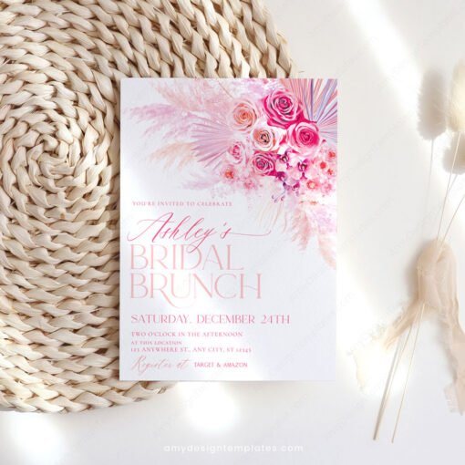 Pink Bridal Brunch Invitation Template