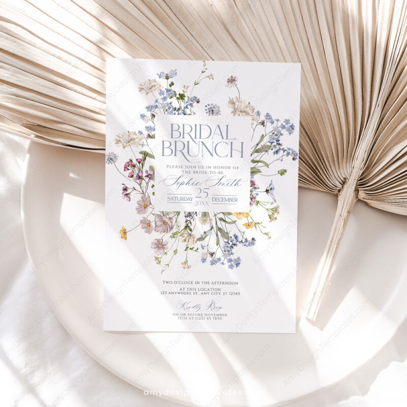 Boho Wildflower Bridal Brunch Invitation Template 