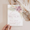 Mauve Floral Bridal Brunch Invitation Template | Boho Blush Pink Pampas Mauve Floral Bridal Brunch Invitation Template