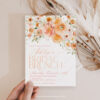 Rust Orange Floral Bridal Shower Brunch Invitation Template | Peach Floral Citrus Rust Orange Floral Bridal Shower Brunch Invitation Template