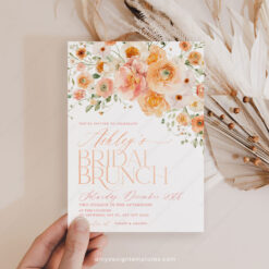 Rust Orange Floral Bridal Shower Brunch Invitation Template