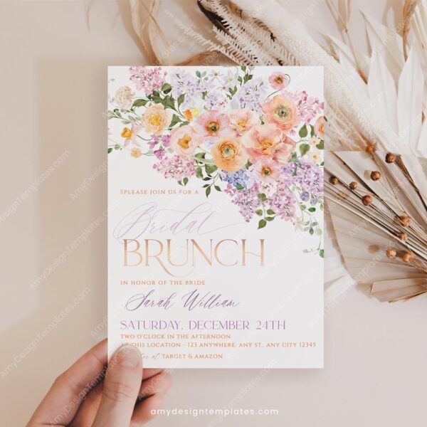 Spring Floral Bridal Brunch Invitation Template