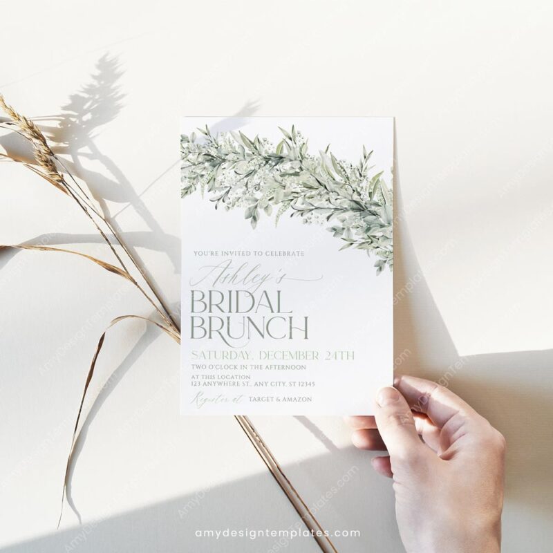 Greenery Bridal Brunch Invitation Template