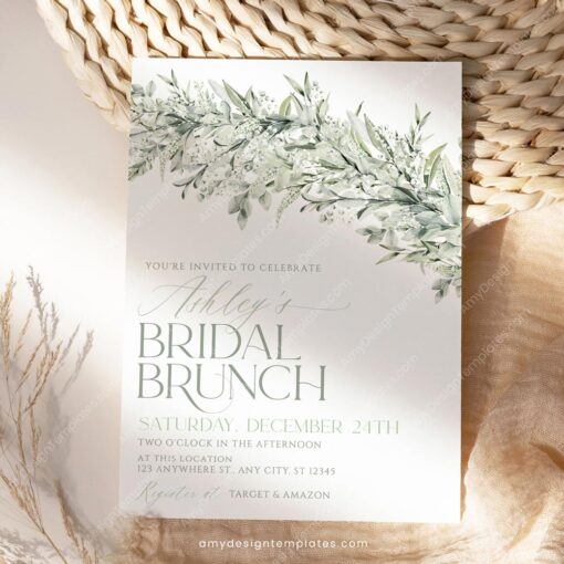 Greenery Bridal Brunch Invitation Template