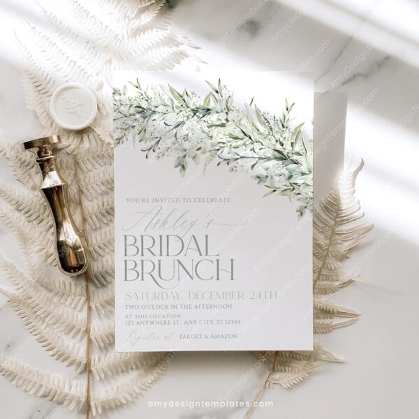 Greenery Bridal Brunch Invitation Template