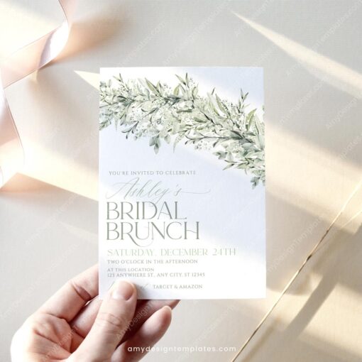 Greenery Bridal Brunch Invitation Template