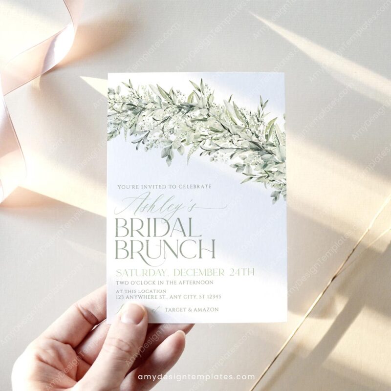 Greenery Bridal Brunch Invitation Template