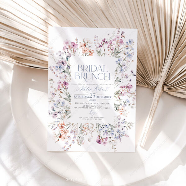 Prairie Bridal Brunch Invitation Template | Meadow Wildflower