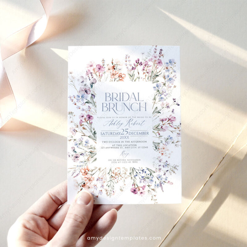 Prairie Bridal Brunch Invitation Template | Meadow Wildflower