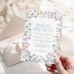 Wildflower Bridal Brunch Invitation, Pastel Floral Bridal Shower Brunch Invite