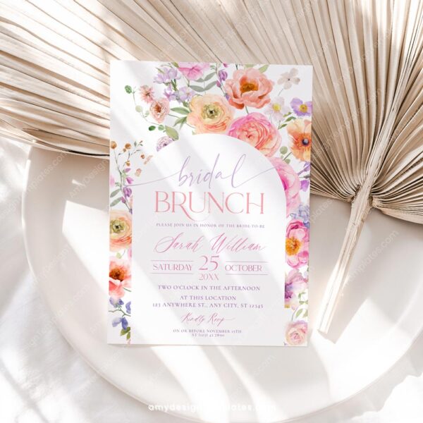 Floral Bridal Brunch Invitation Template