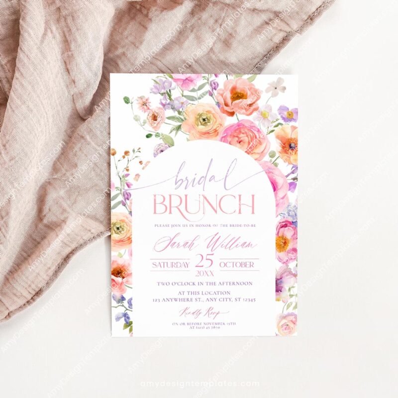 Floral Bridal Brunch Invitation Template