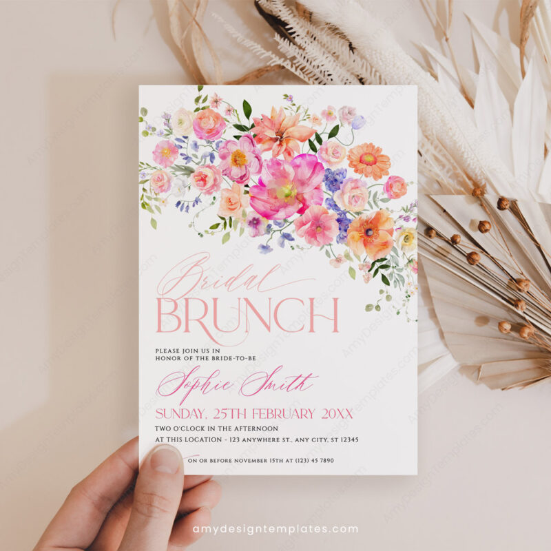 Spring Garden Bridal Brunch Invitation Template | Vivid Floral Garden
