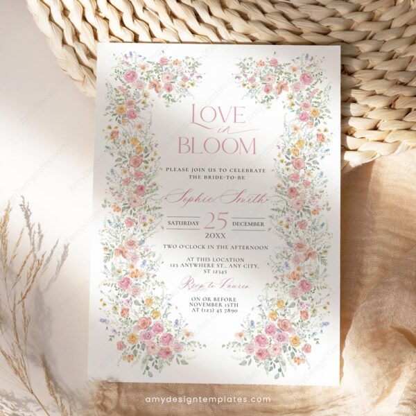 Love in Bloom Bridal Shower Brunch Invitation Template