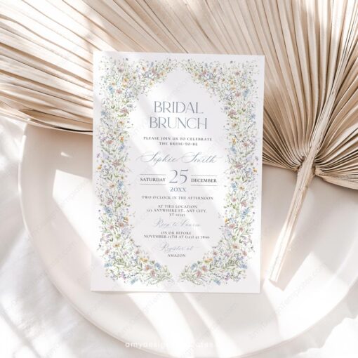 Vintage Wildflower Bridal Brunch Invitation Template