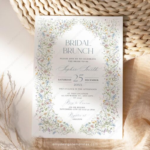 Vintage Wildflower Bridal Brunch Invitation Template