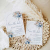 Dusty Blue Save The Date Cards Template | Boho Pampas Blue Wedding Save The Dates Dusty Blue Save The Date Cards Template ACB021