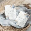 Dusty Blue Save The Date Cards Template | Boho Pampas Blue Wedding Save The Dates Dusty Blue Save The Date Cards Template ACB021