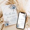 Dusty Blue Save The Date Cards Template | Boho Pampas Blue Wedding Save The Dates Dusty Blue Save The Date Cards Template ACB021