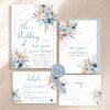 Blue Bohemian Wedding Invitation Template | Dusty Blue Wedding Set