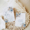 Blue Bohemian Wedding Invitation Template | Dusty Blue Wedding Set