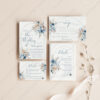 Blue Bohemian Wedding Invitation Template | Dusty Blue Wedding Set