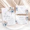 Blue Bohemian Wedding Invitation Template | Dusty Blue Wedding Set