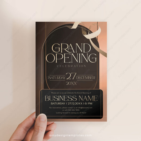 Editable Grand Opening Flyer Template | Ribbon Cutting Event | Modern Invitation Card