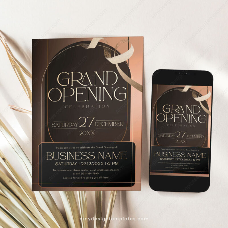 Editable Grand Opening Flyer Template | Ribbon Cutting Event | Modern Invitation Card Editable Grand Opening Flyer Template | Ribbon Cutting Event | Modern Invitation Card
