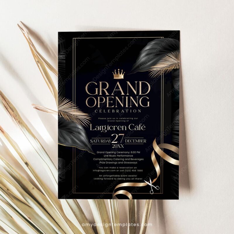 Ribbon Grand Opening Flyer Template | Launch Party Invitation Card Printable Ribbon Grand Opening Flyer Template | Launch Party Invitation Card Printable