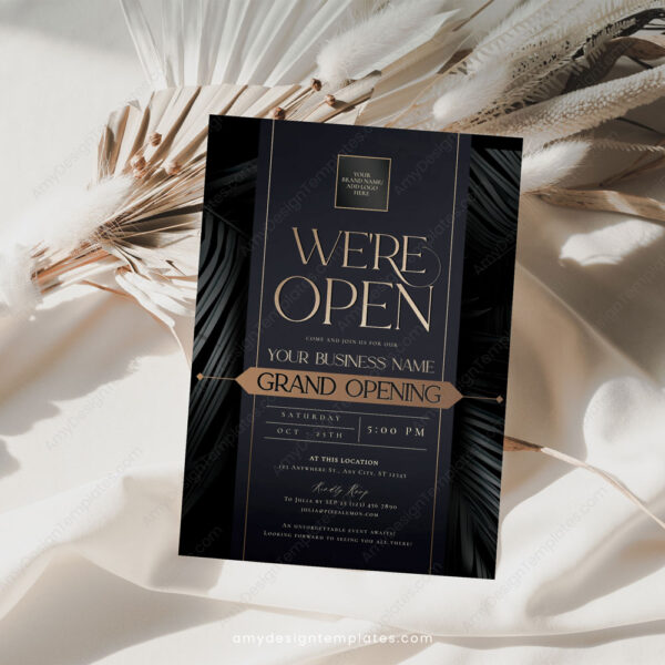 Minimalist Grand Opening Invitation Template Printable | We're Open Invitation Card