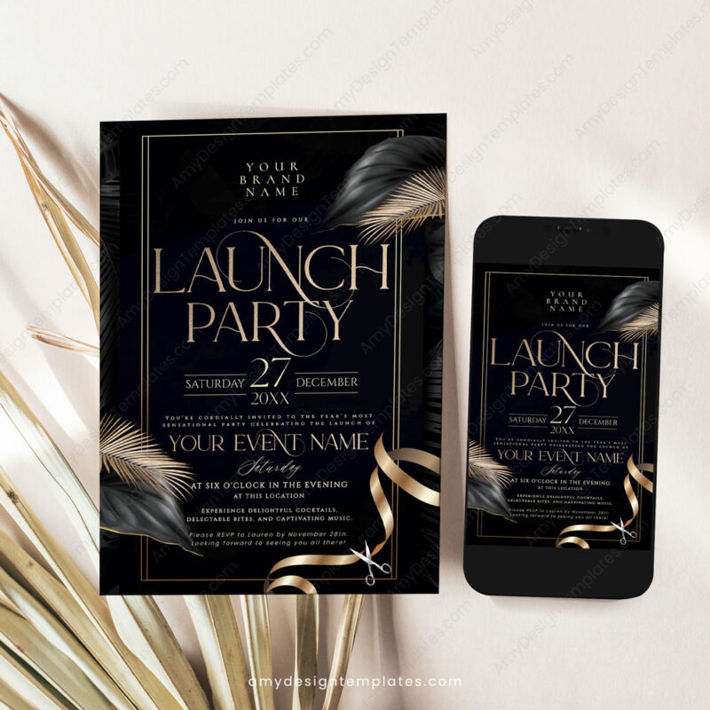 Business Grand Opening Invitation Card Printable | Launch Party Invite