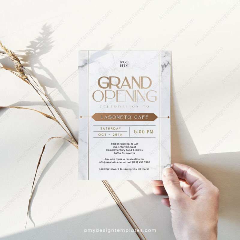 Minimalist Golden Grand Opening Invitation Card | Launch Party Invite Card Minimalist Golden Grand Opening Invitation Card | Launch Party Invite Card