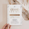 Minimalist Golden Grand Opening Invitation Card | Launch Party Invite Card