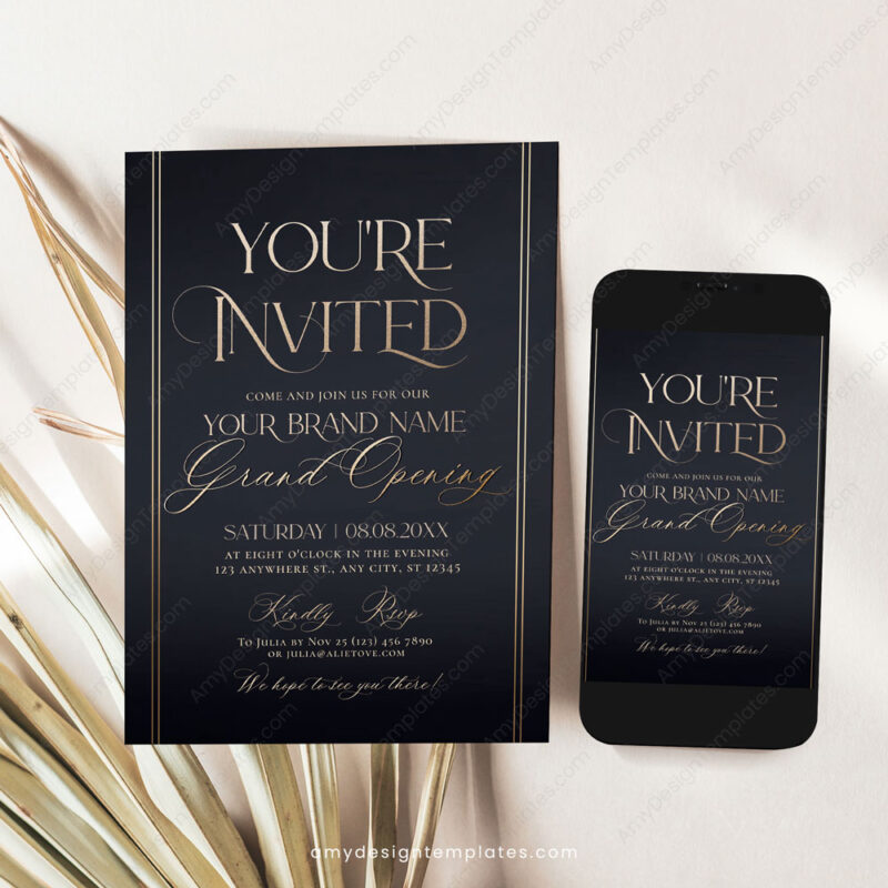Printable Grand Opening Invitation Card | Business Launch Invite