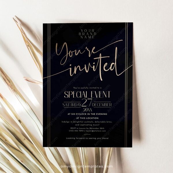 Elegant Business Dinner Invitation Template | You Are Invited Card