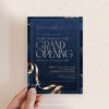 Navy Ribbon Cutting Invitation Card | Shop Grand Opening Flyer Template