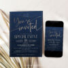 Navy Grand Opening Invitation Card | Business Invite Template