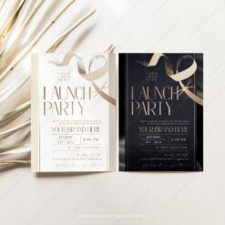 Grand Opening Invitation Template, Launch Party Invitation Card