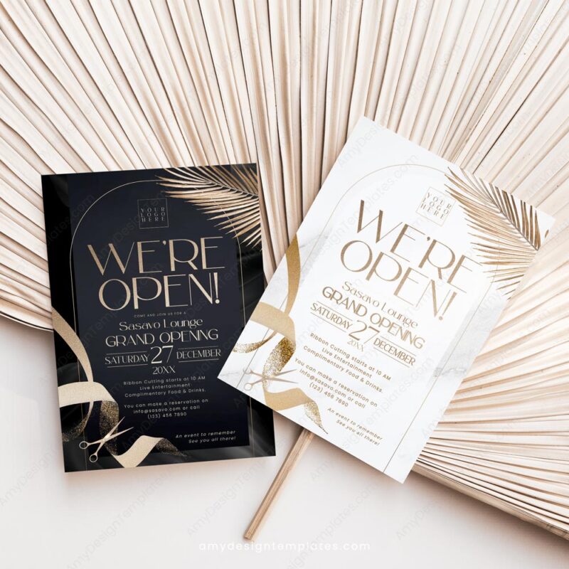 Grand Opening Flyer Template | We're Open | Launch Party Invitation Card