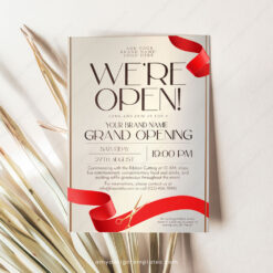 Gold Grand Opening Invitation Template, Editable Business & Launch Party Invite
