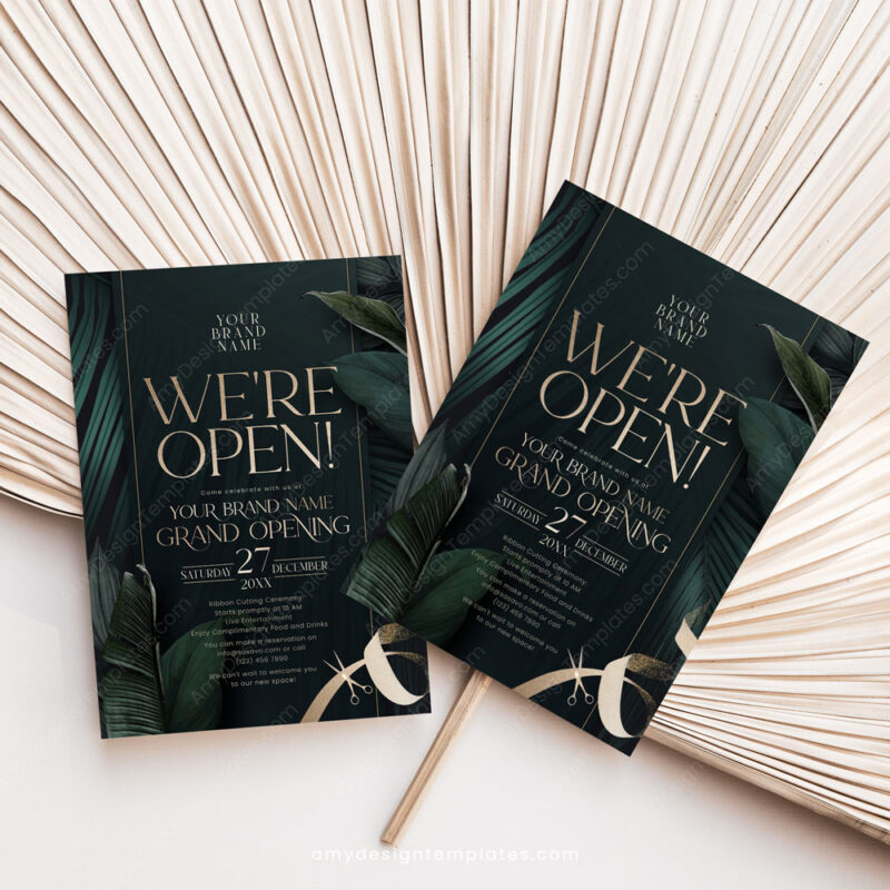 We're Open Grand Opening Invitation | Ribbon Cutting Event | Emerald Gold Invite We're Open Grand Opening Invitation | Ribbon Cutting Event | Emerald Gold Invite