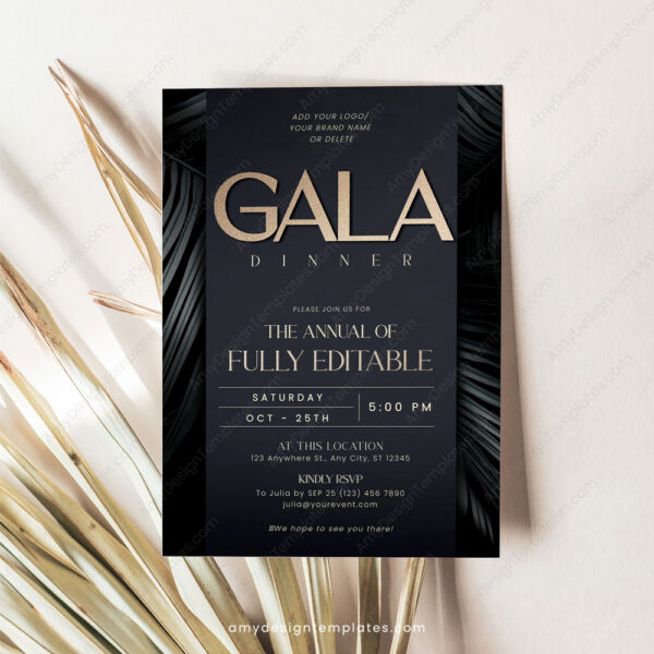 Printable Gala Invitation Template | Editable Business Dinner Party Digital Invite