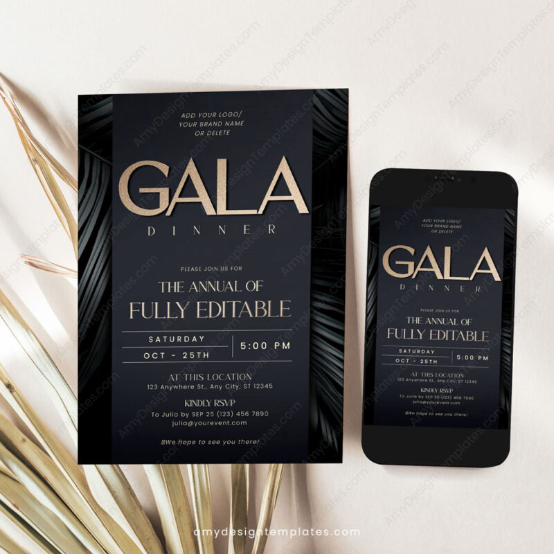 Printable Gala Invitation Template | Editable Business Dinner Party Digital Invite Printable Gala Invitation Template | Editable Business Dinner Party Digital Invite